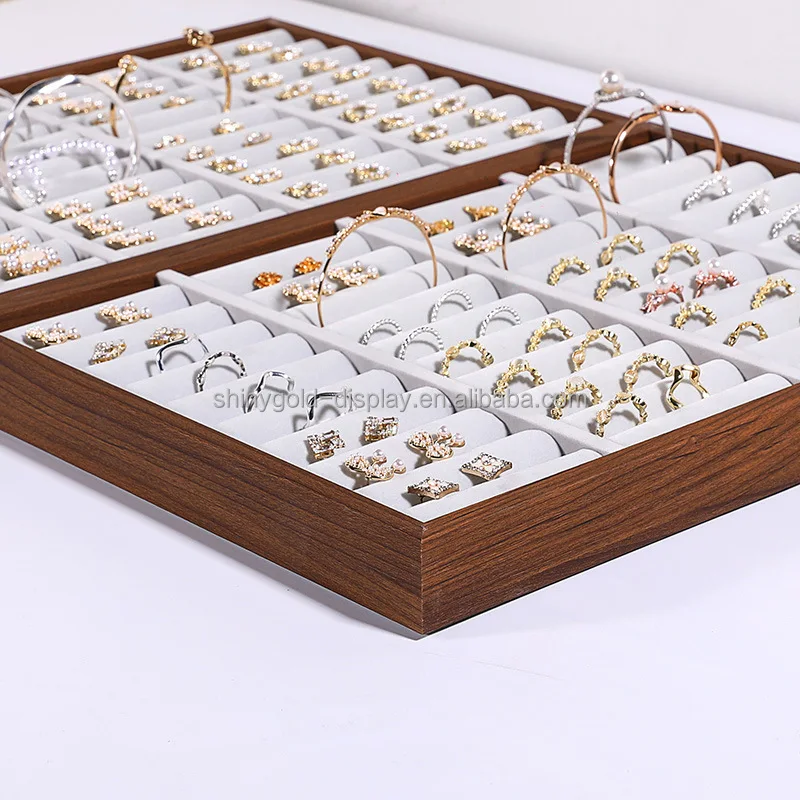 custom.Retail Store Commercial Walnut Wood Earring Organizer Bracelet Display Rack Earrings Display Stand for Jewellery