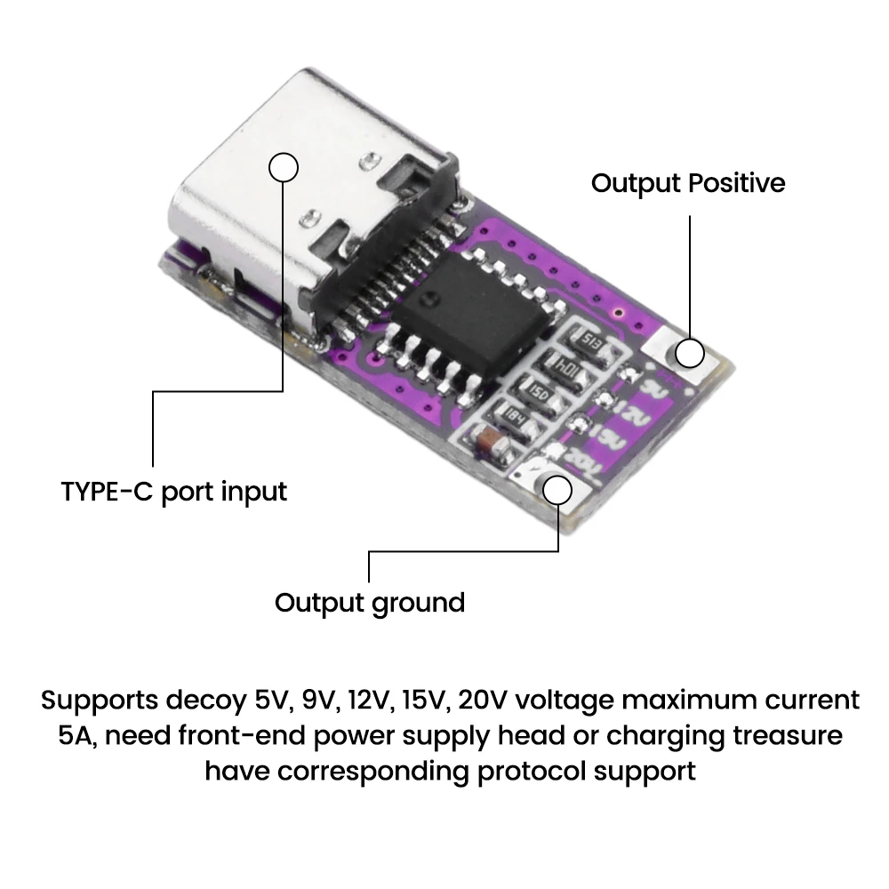 2PCS PD/QC Type-C Decoy Board USB Boost Module PD2.0 PD3.0 QC2.0 QC3.0 Type-c Trigger Polling Detector Power Fast Charge