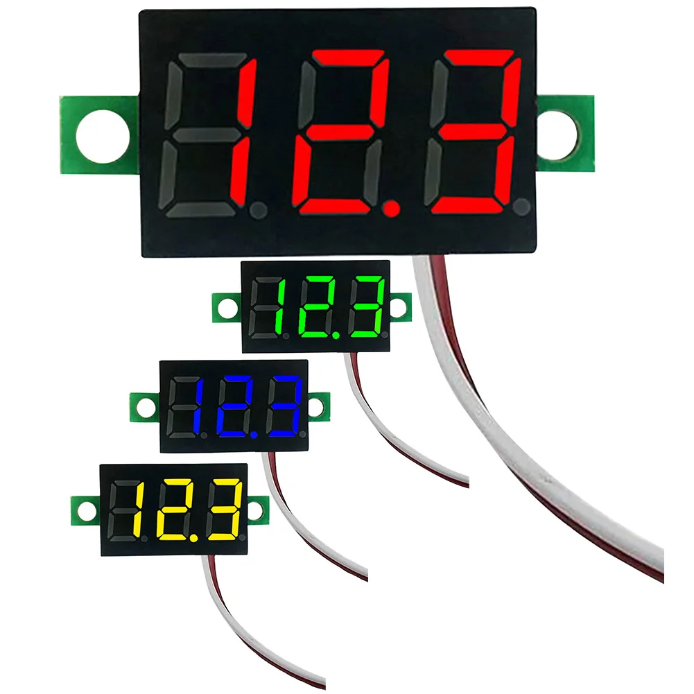 0.28 Inch 2 Wires Mini Digital Voltmeter DC 2.5V-40V Volt Meter Voltage Display Red/Blue/Yellow/Green Accurate Pressure Measurem