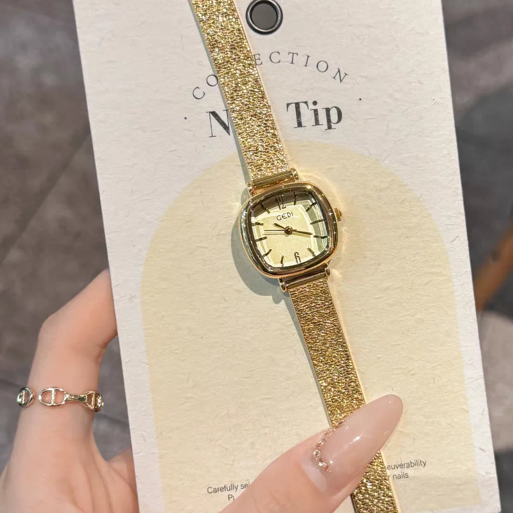 

GEDI Золотые часы, легкие роскошные кварцевые часы из нержавеющей стали, повседневное модное платье, темпераментные водонепроницаемые женские наручные часы