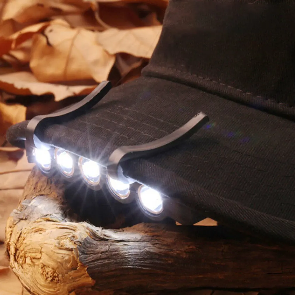 

Clip-On 5 LED Headlamp Lights Hands-free Cap Hat Clip Headlight Flash / Steady ON