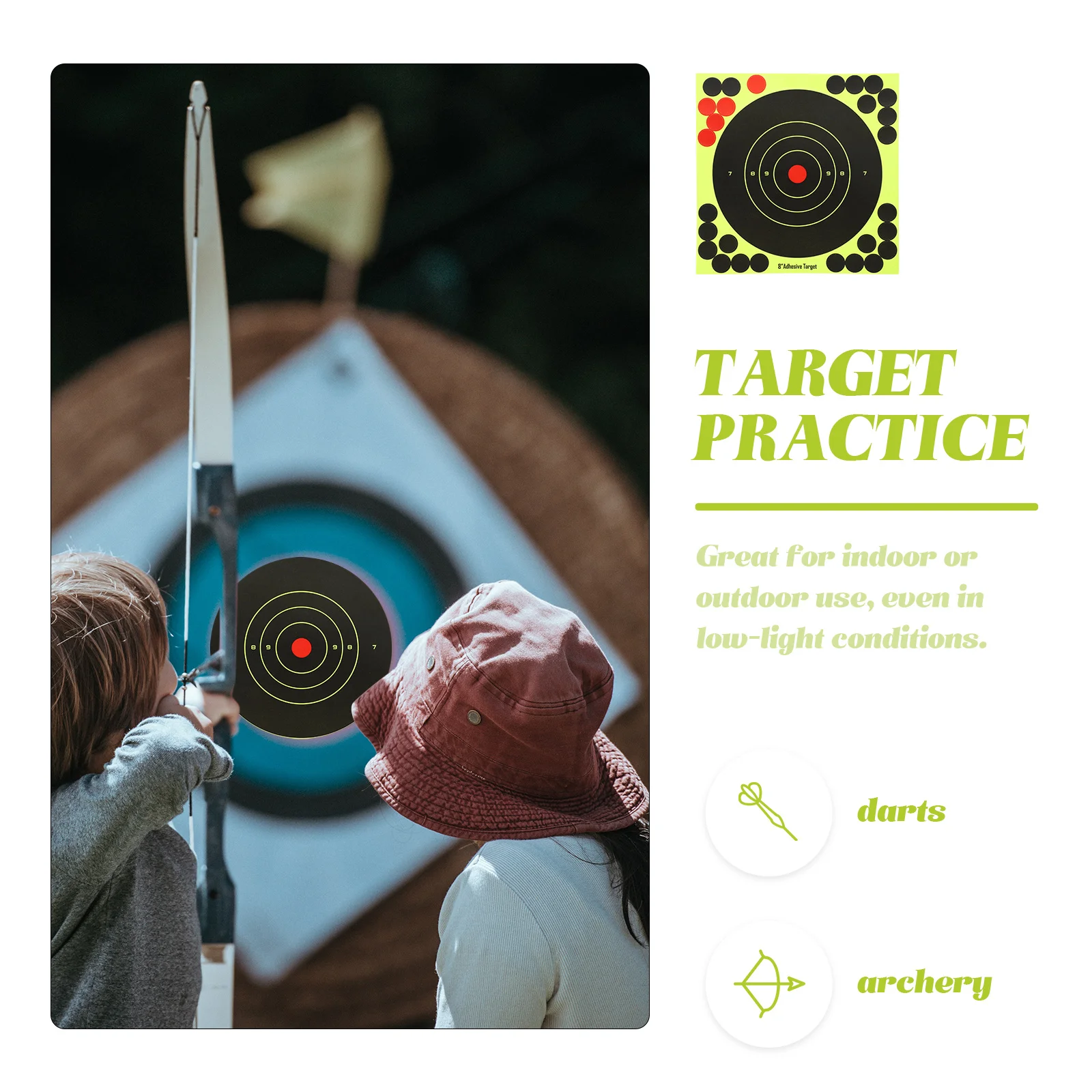 

25 шт., наклейки для прицеливания, разные цвета, флуоресцентные наклейки для использования в помещении и на открытом воздухе, аксессуары для стрельбы