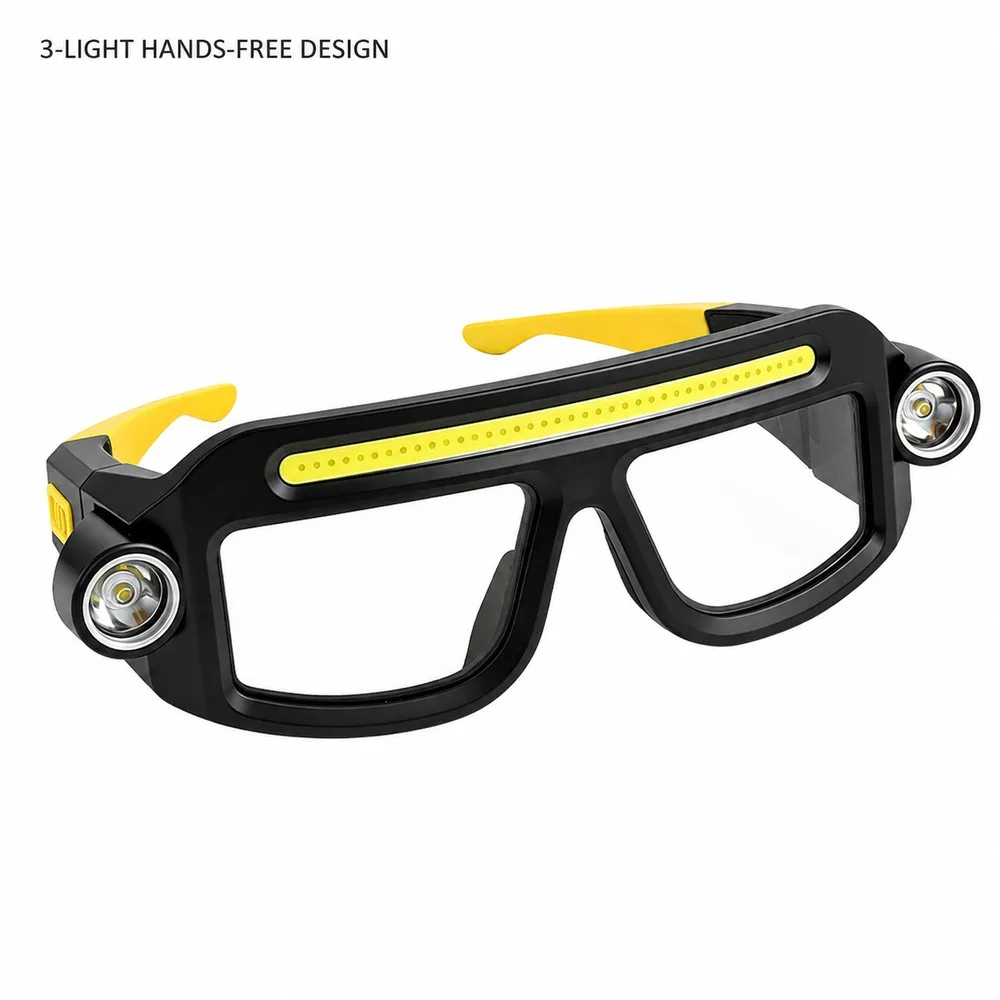 Lightweight Wearable Glasses Lamp, 5-Mode COB XTE LED Headlight, 400mAh Type-C Rechargeable Light for Camping and Repairs