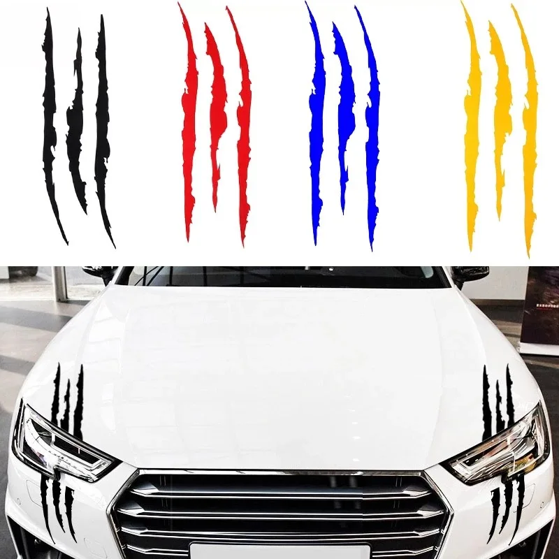 Car Sticker Reflective Monster Claw Marks Scratch Stripe Auto Headlight Decal Dinosaur Raptor Paw Marks Decor Accessories