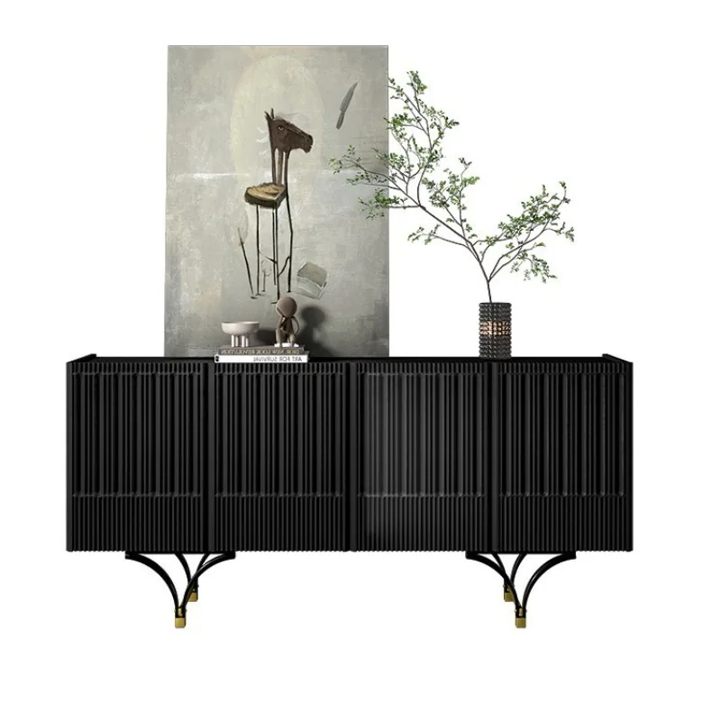 

Wabi Sansan light luxury living room small apartment floor cabinet Nordic expression modern simple medieval all solid wood