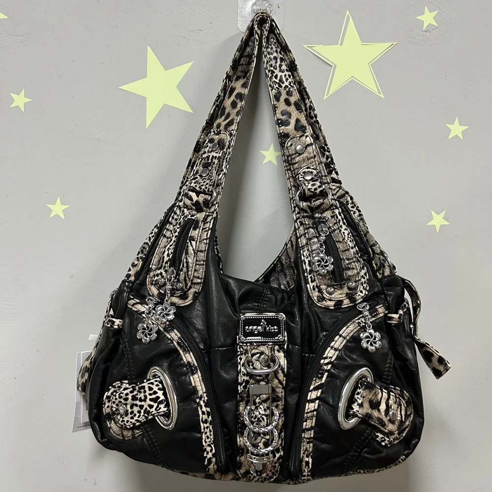 Damenhandtaschen, große Damen-Umhängetasche, Leopardenmuster, modische Umhängetasche mit Henkel, Tasche im „Dumpling“-Stil, Hobo-Tasche. – Detail 1