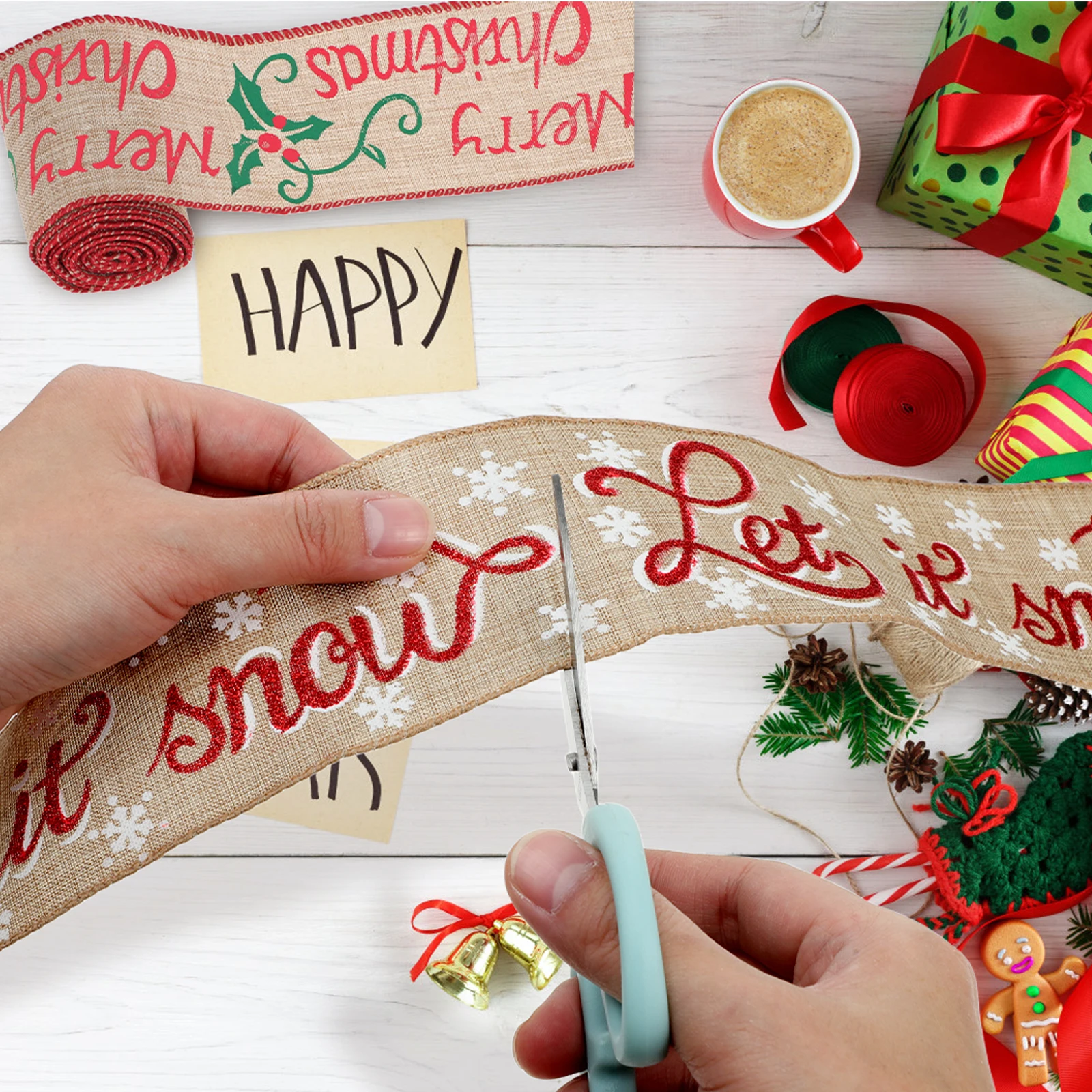 

7pcs Christmas Decorations Craft Ribbon Strong Soft Trim for Gift Wrapping Party Home Holiday Decoration Cloth Ribbon