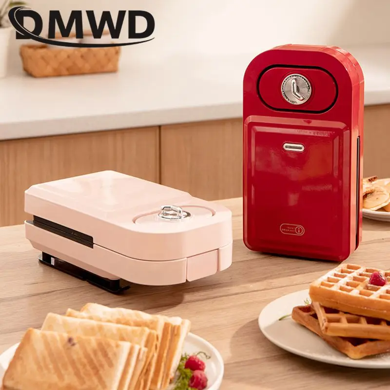 Multifunctional Waffle Maker Sandwich Donut Baking machine 30mins Timer Breakfast maker Non-stick Bake tray Detachable DIY Snack