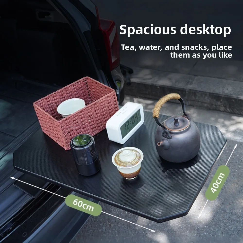 Multifunctional Vehicle‑Mounted Table Board Quick Assembly Solid Wood Carbon Fiber Texture Desk for Car Outdoor Camping