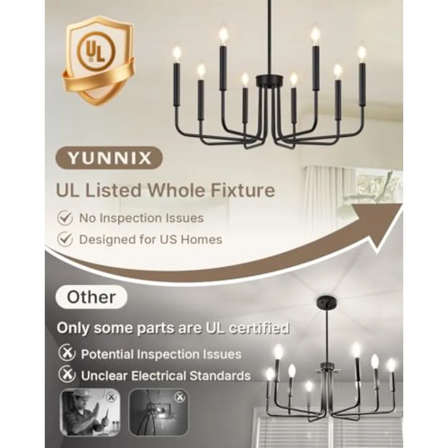 8 Light Chelier for Dining Room Light Fixture, Modern Farmhouse Chandelier Candle for Bedroom, Entryway, Foyer, Staircase, Kitc