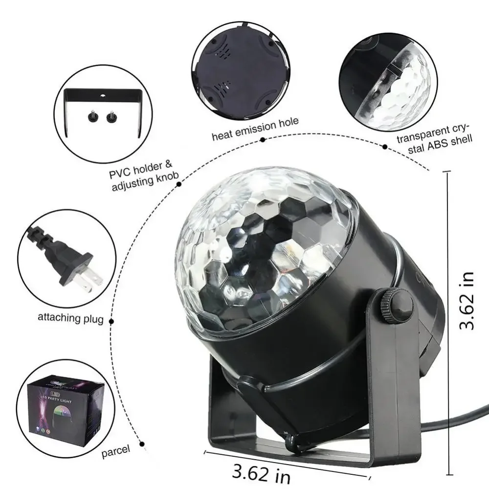 เครื่องฉายแสงเลเซอร์ LED หลอดไฟดิสโก้ Bola DISCO หมุนได้มีเสียง3W เครื่องฉายตกแต่งงานปาร์ตี้ไฟเวทีอุปกรณ์สำหรับบาร์เปิดใช้งาน