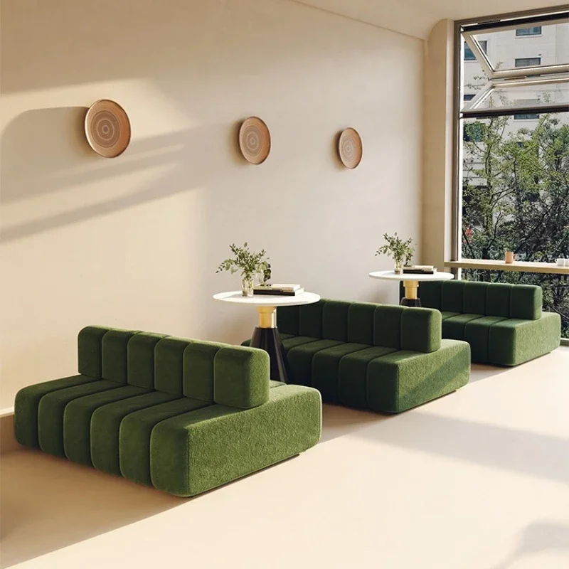 Double-sided sitting back-to-back straight-row sofa clothing store beauty salon hotel lobby coffee milk tea shop lounge