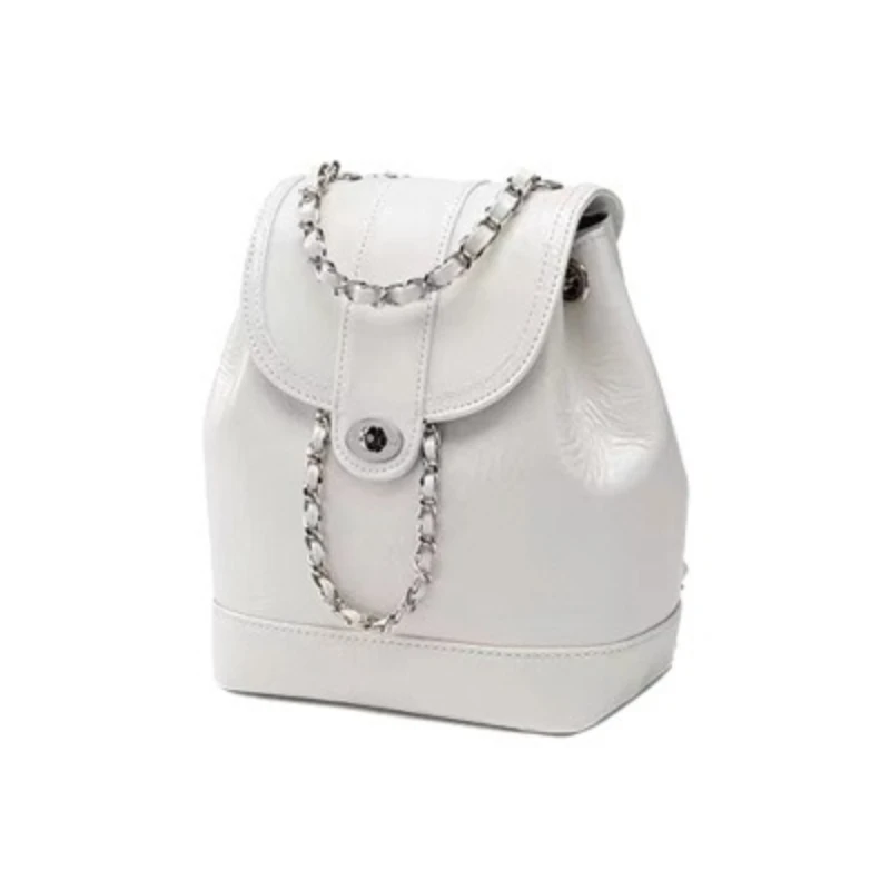 Cardinal Red backpack, a retro and fashionable cowhide versatile chain bag, a single-shoulder crossbody bucket bag