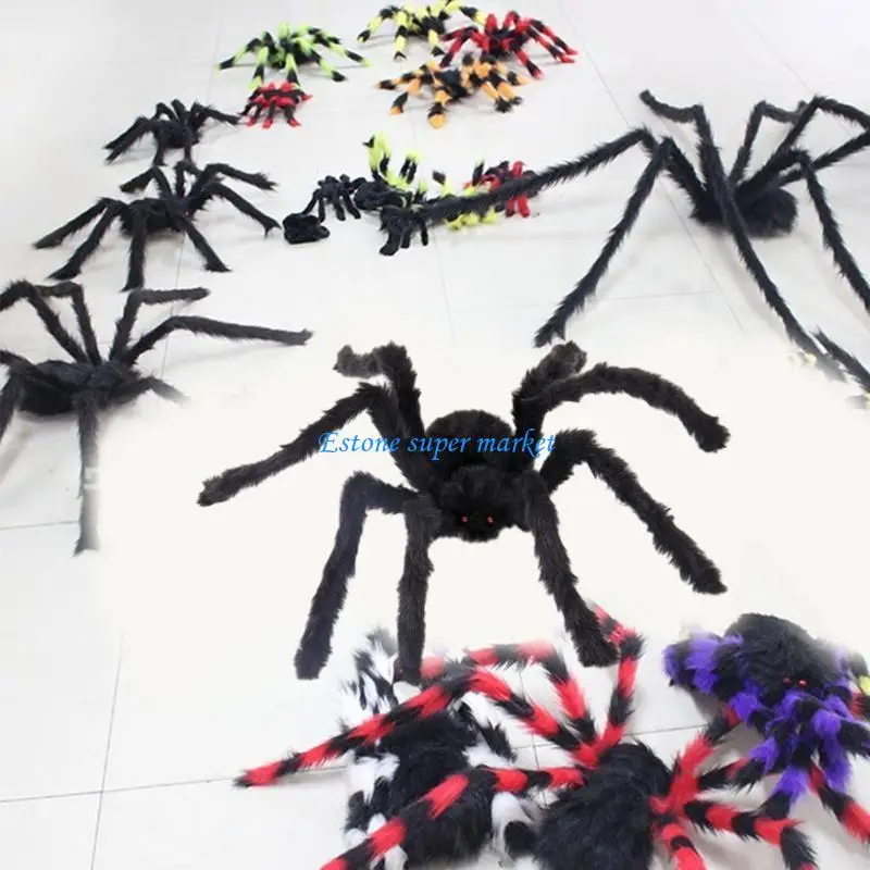 

090B Halloween Spiders Props Plush Spiders House Decorations Bring the Creepiness to Your Event for Parties