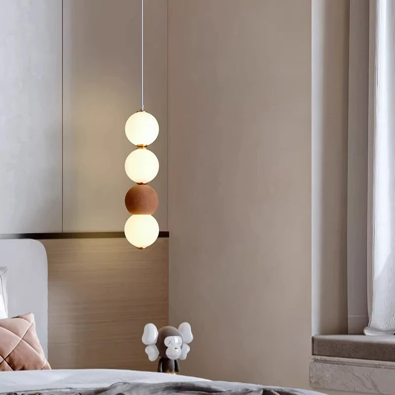 

LED Tanghulu Chandelier Nordic Minimalist Porch Bedroom Bedside Pendent Lamp French Cream Style Sofa Background Wall Decoration