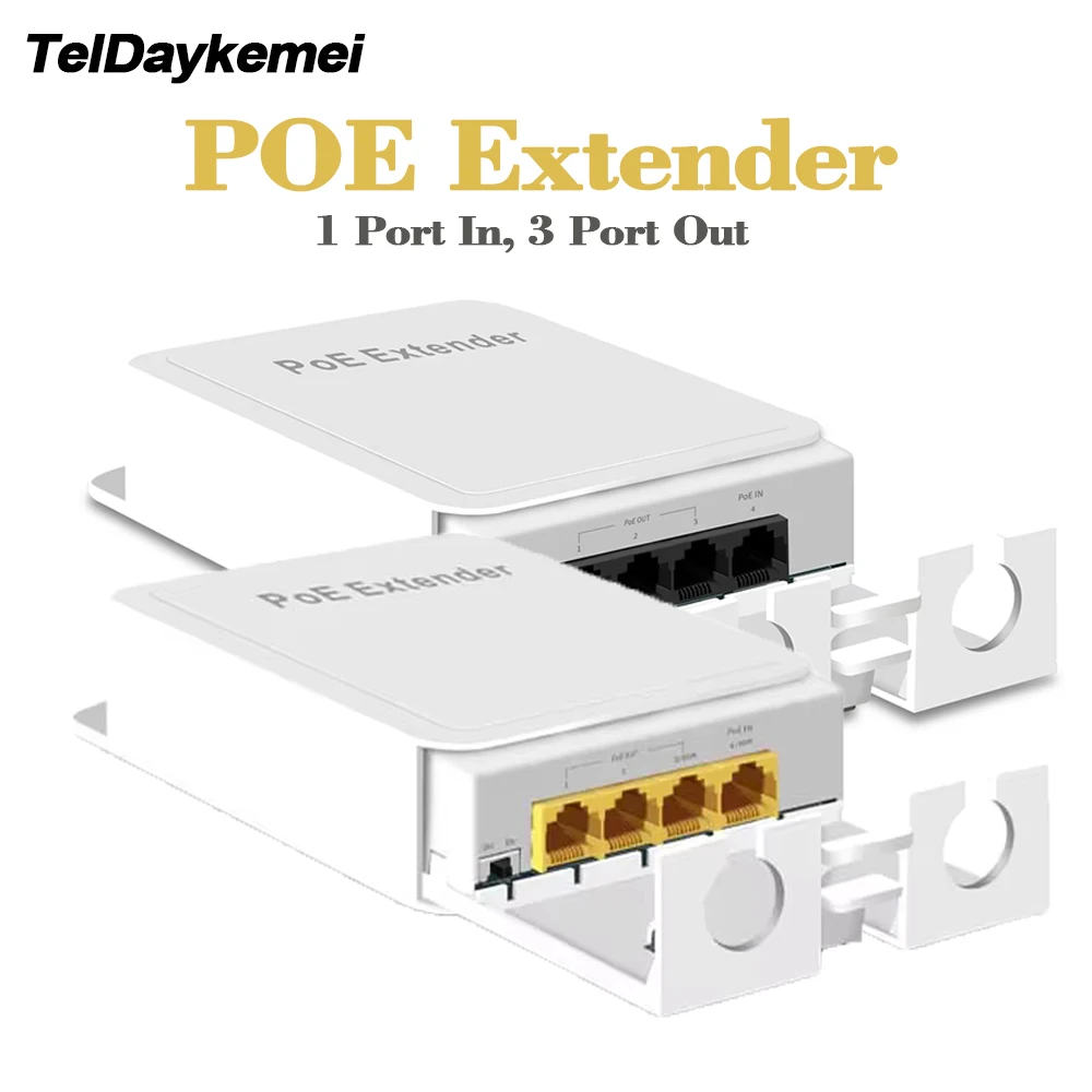 Waterproof POE Extender Repeater 4 Port 100/1000Mbps Outdoor Network IP55 VLAN 44-57V for POE Camera Wierless AP