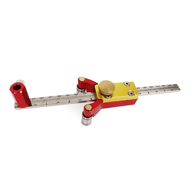 3-in-1 Multifunctional Wood Marking Tool Parallel Scriber Height Gauge Arc Drawing Compass Inch Scale