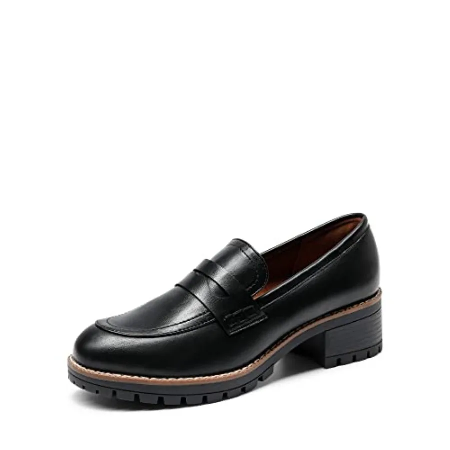 

Women's Platform Chunky Heeled Loafers Womens Business Casual Shoes