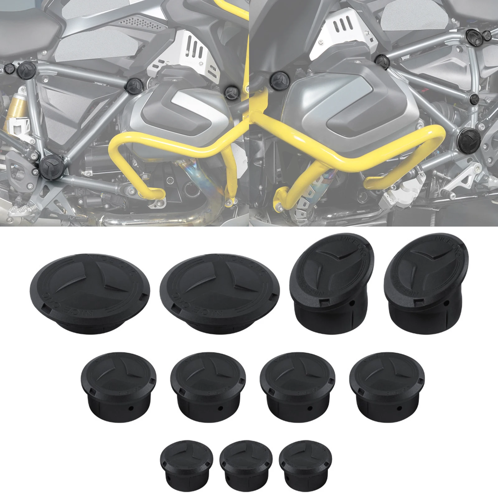 11PCS Motorcycle Frame Hole Cover Caps Plug For BMW R1250GS 2018-2022 R1250GS Adventure 2018-2024 R1200GS LC/Adventure 2014-2018
