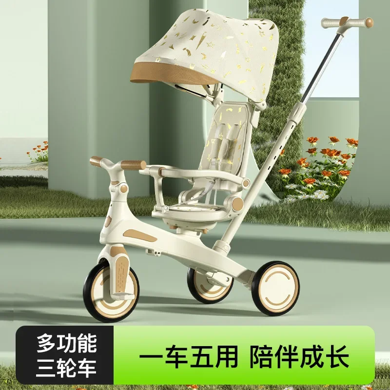 

Children's Tricycle Baby Walking Artifact Lightweight Hand Cart, Baby Walking Bicycle Baby Can Sit Ride or Push