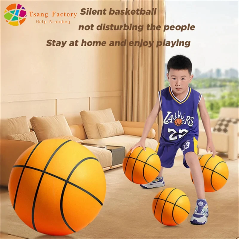 

New Silent Basketball PU Foam Soft And Noise Free Children Sports Indoor Bounce Balls High Density Mute Bouncing Basket Ball