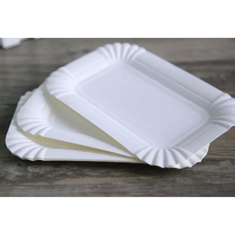 

100Pcs Disposable Paper Plates BBQ Plates Party Supplies Microwave Safe Recyclable Fluted Brim Cake Plates Dining Bar Tableware