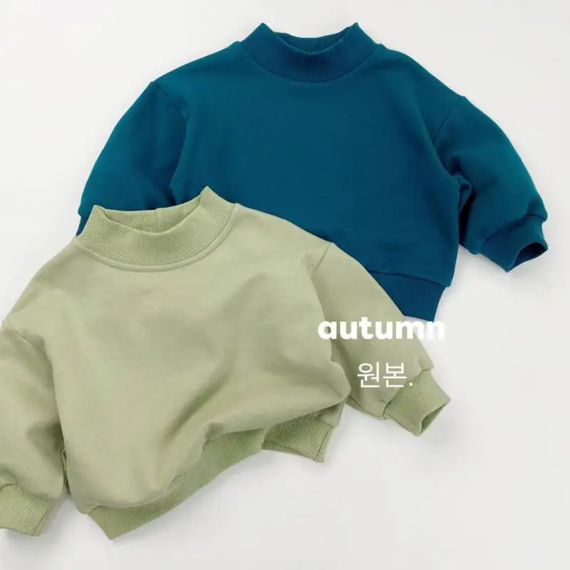 2025 Autumn New Children Loose Sweatshirt Boys Girls Solid Pullover Kids Long Sleeve Casual Tops Cotton Baby Clothes