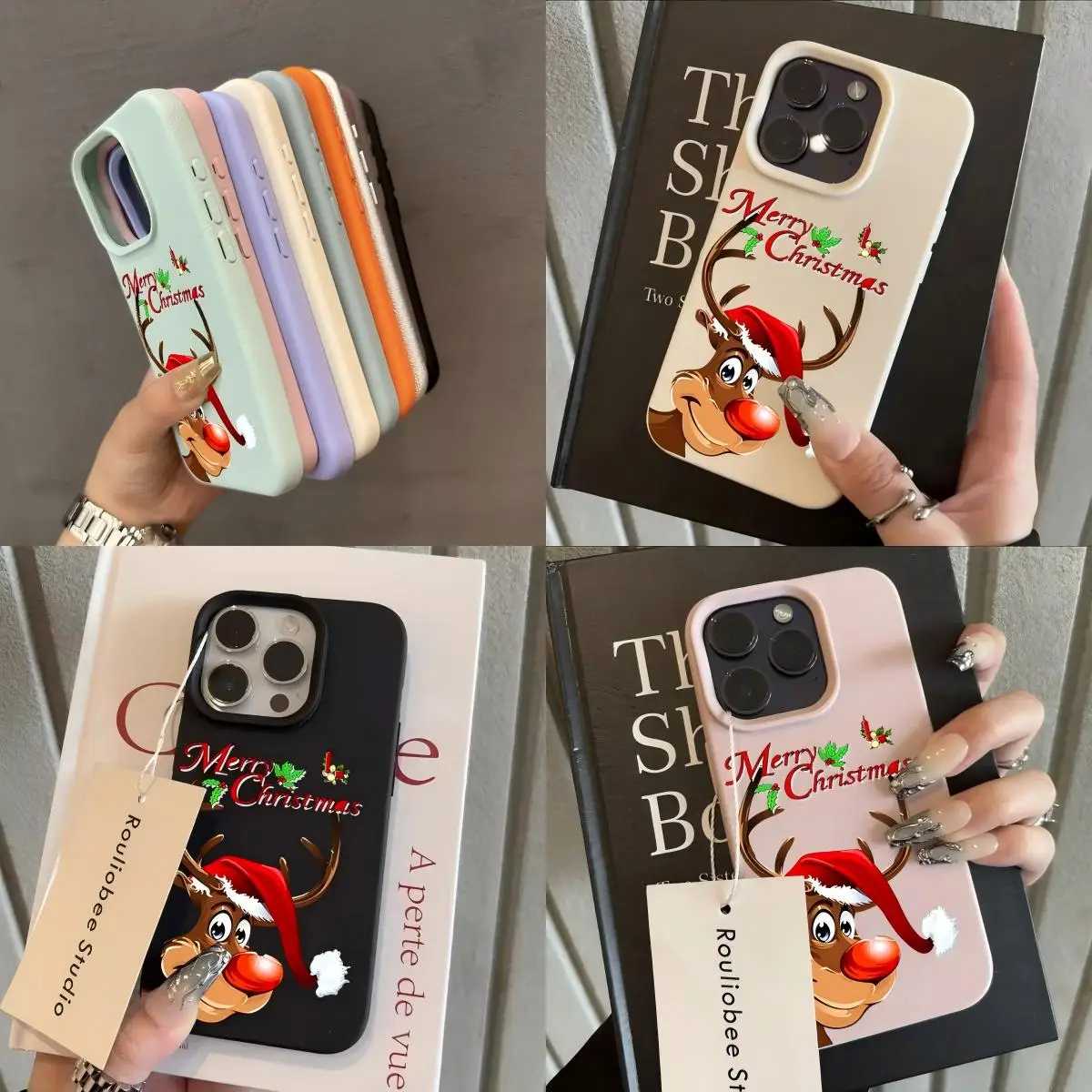 HOT Lichee leather pattern Phone Case For Samsung A57 A36 A26 A07 A55 A35 A16 A54 A34 A25 A05 4G 5G Christmas Reindeer English