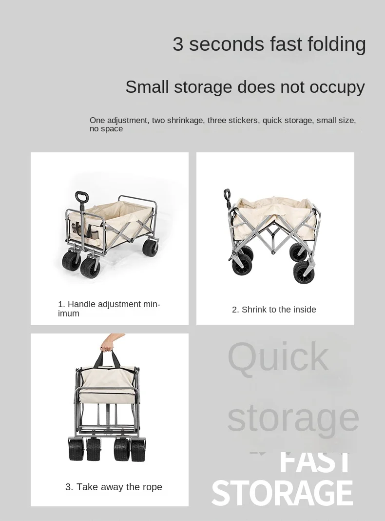 Lightweight Outdoor Folding Carts Oversize Capacity Camping Trolly