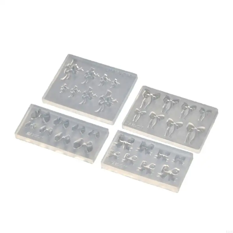 

R9JE 4pcs Bowknot Art Casting Mold Embossed Silicone Molds for Nail Decorations