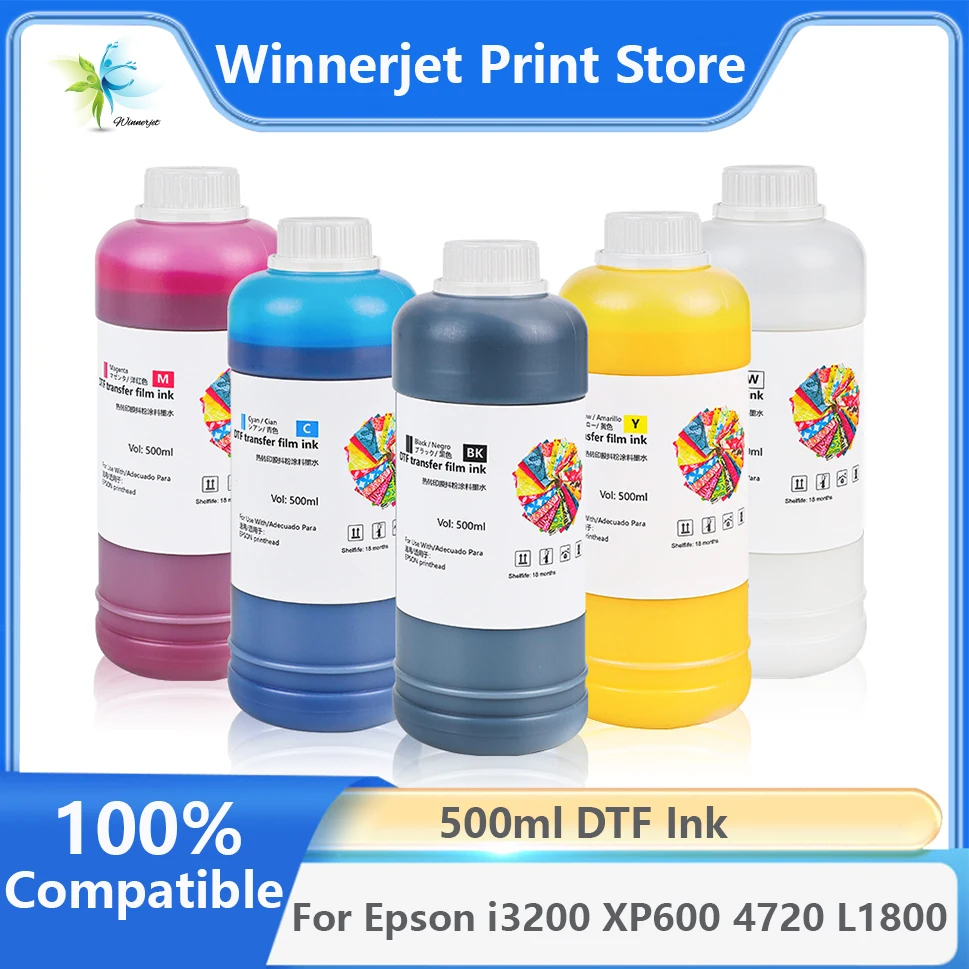 500ML DTF Ink For Epson DX5 DX7 5113 4720 I3200 1390 1430 P400 F2000 F2100 DTF PET Film Printing Printer