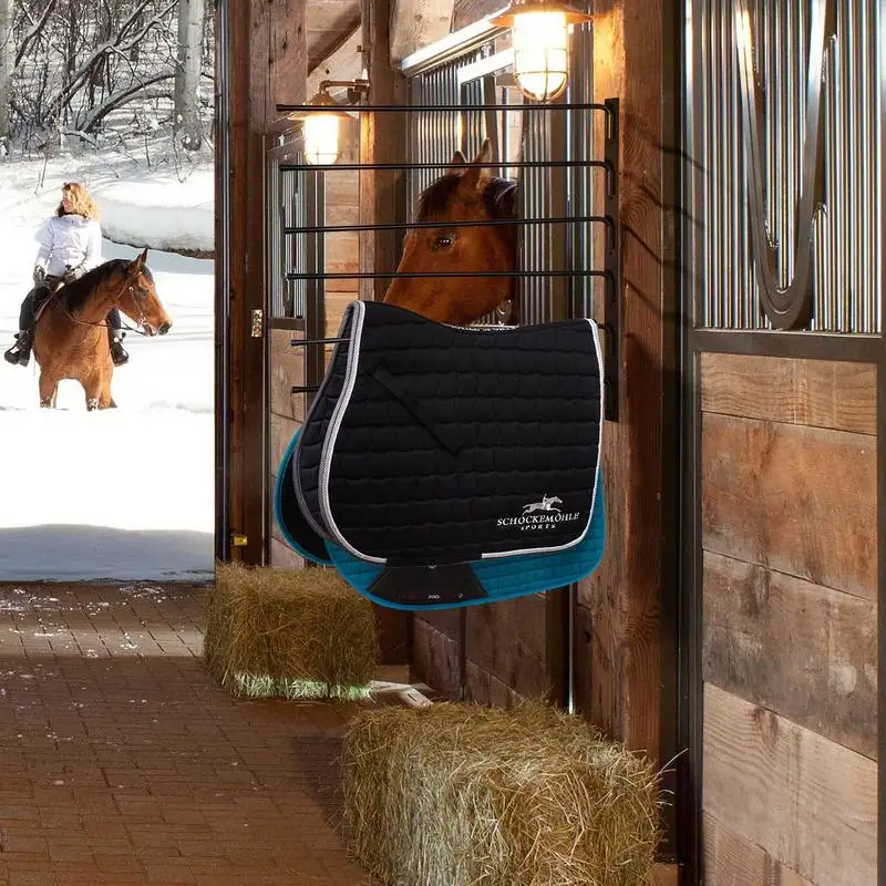 

Horse Blanket Holder Horses Blanket Stall Supplies Swinging Blanket Rack Well Spaced Saddle Stand Elegant Stable Horse Trailer