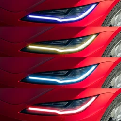 Headlights Upgrade Yellow/Blue/Ice/Blue/Red Daytime Running Lights DRL LED Boards for Tesla Model 3 2024