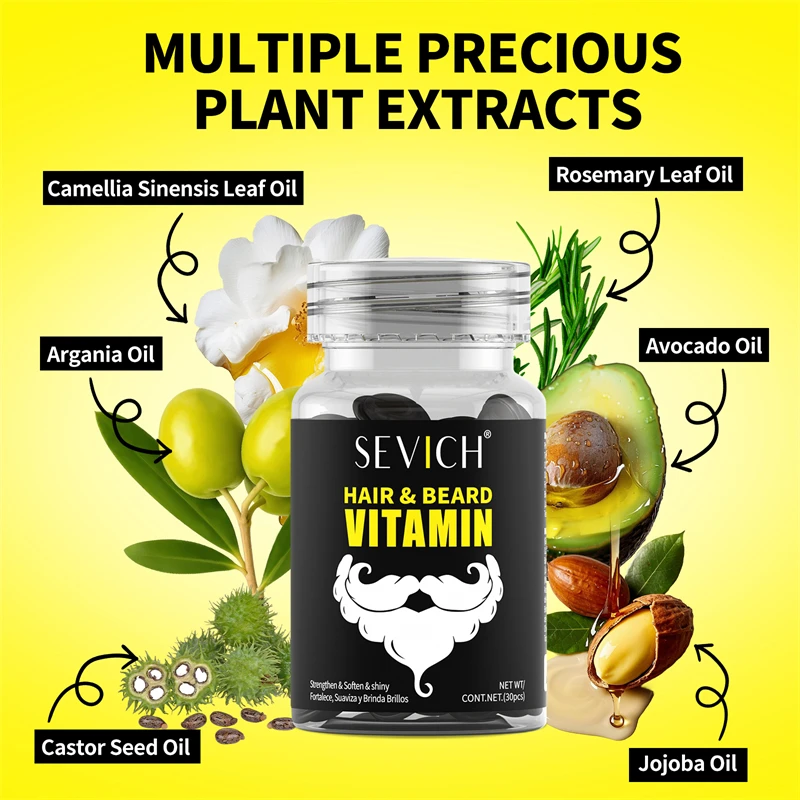 Hair Care Vitamin Capsules Beard Growth Serum Spray Fast Styling Hair Growing Essential Oil Thicker Repair Damaged Hair Care Oil view 6