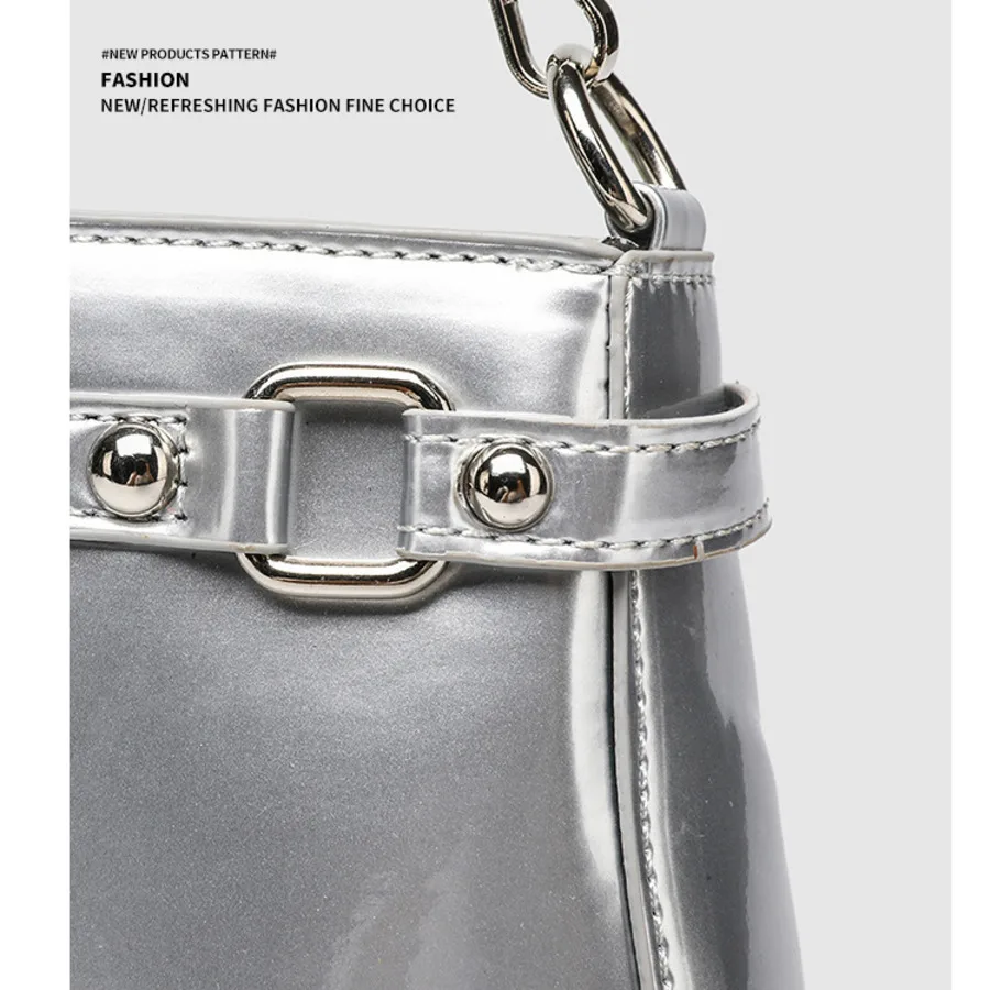 New Y2K Subculture Spicy Girl Single Shoulder Small Appetite Pain Bag Purple Chain Handheld Underarm Bag Premium