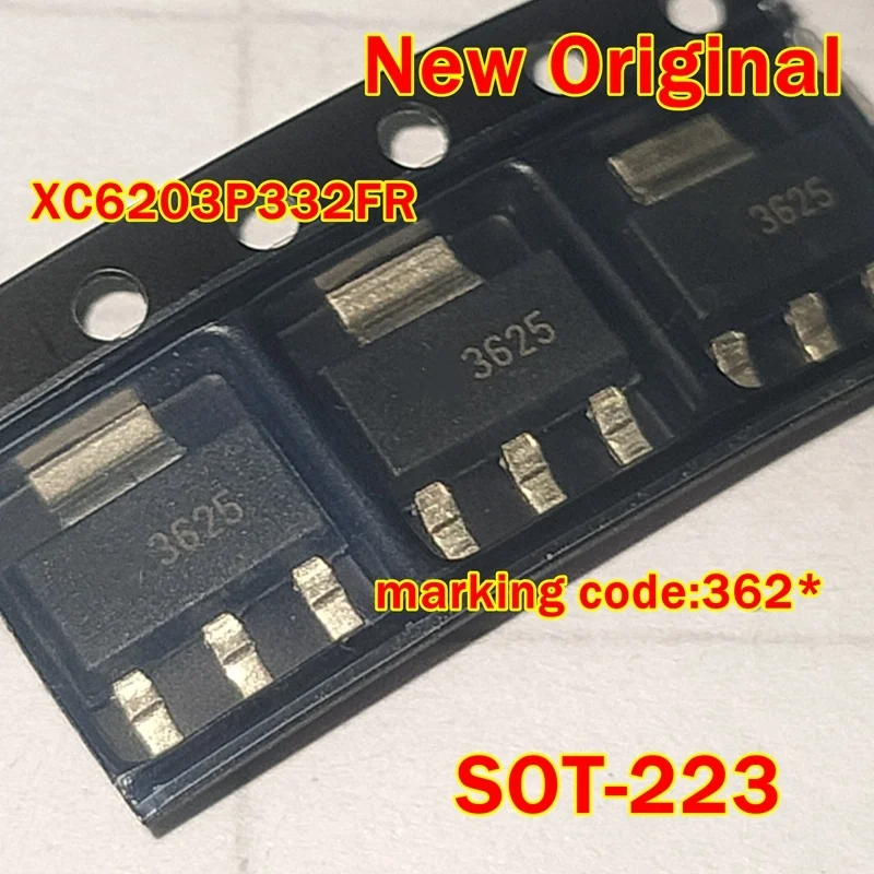 

1pcs to 100pcs XC6203P332FR-G XC6203P332FR SOT-223 New Original marking code:362* POSITIVE VOLTAGE REGULATORS