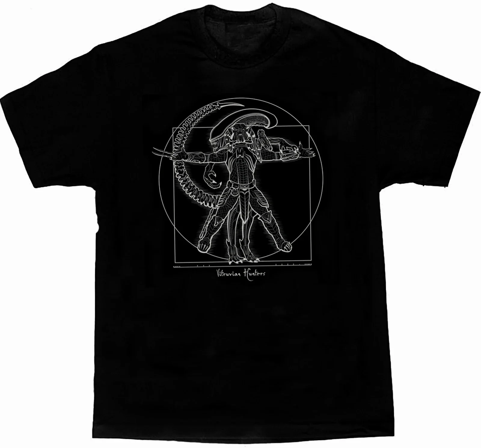 Novelty Vitruvian Hunters Predator Alien Xenomorph T Shirt New 100% Cotton Short Sleeve O-Neck T-shirt Casual Mens Top