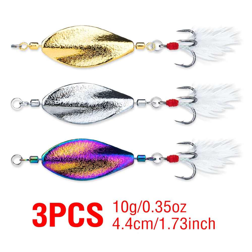 3 Stücke Löffel Angelköder 3 Farben 5g/7g/10g/15g Drillinge Metall Swimbait Künstliche Harten Köder Sinkend für Forellenbarsch
