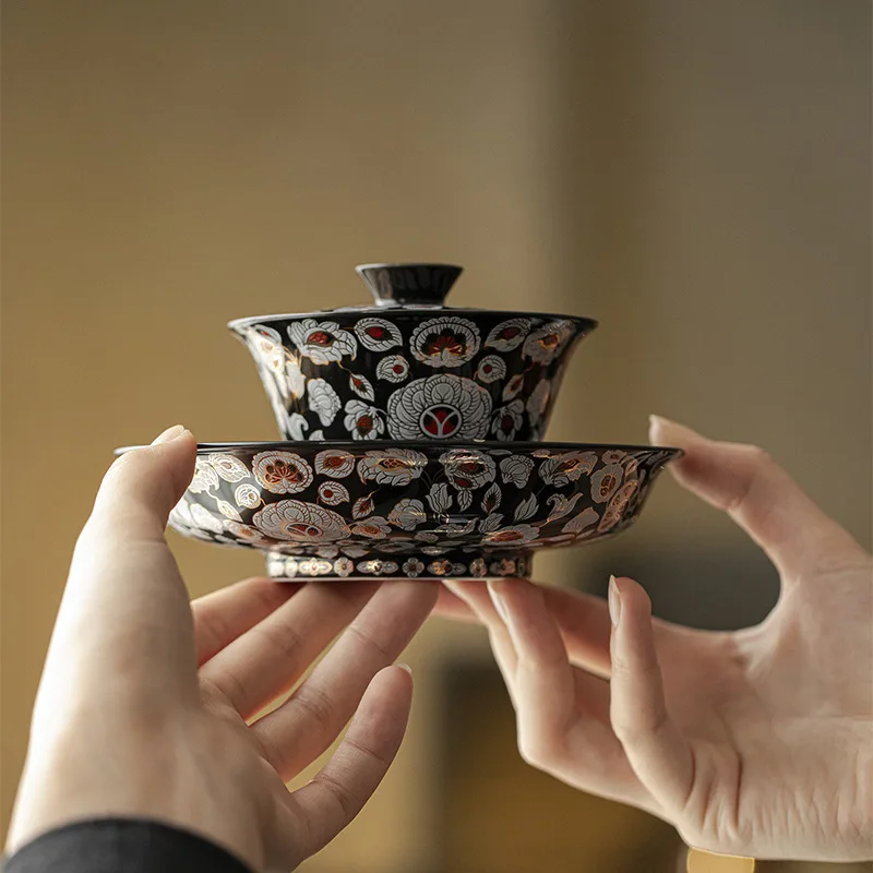 

Tang Dynasty Night Banquet Gaiwan Ceramic Tureen Dessert Plate Tea Trays Tea Ceremony Accessories Chinese Kung Fu Teaware Sets