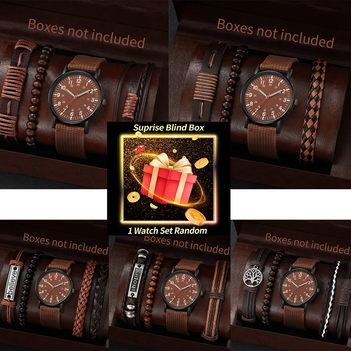 

Набор загадочных часов-сюрприз, слепая коробка, модный нейлоновый ремешок, мужские кварцевые часы, браслеты, набор Reloj Hombre (без коробки)