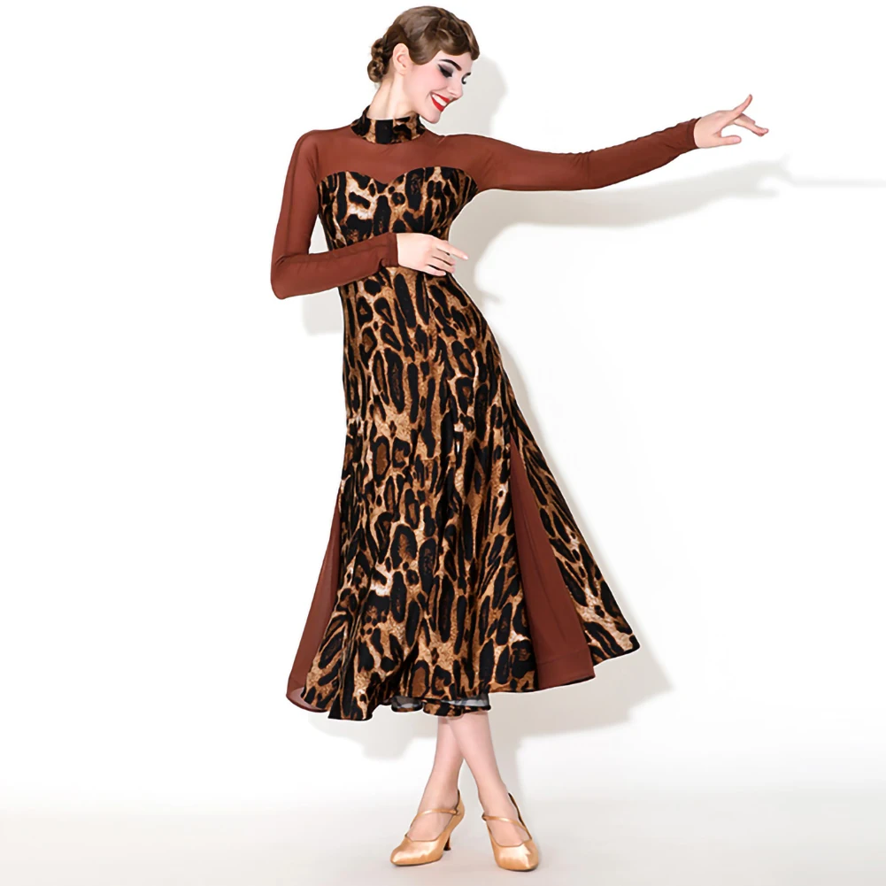 Ballroom dress Championship Leopard Waltz dress Practice Performance Flamenco Dress Ballroom Dance Retro Dress