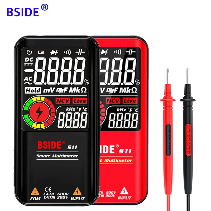 BSIDE S10/S11 Smart Digital Multimeter 9999 conteggi T-RMS DC AC tensione capacità Ohm diodo multimetro NCV Hz Live wire Tester