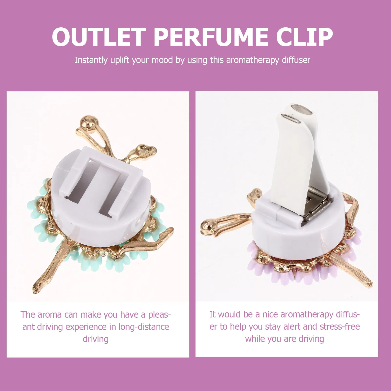 

2Pcs Diamond Ballet Aroma Clip Car Air Vent Freshener Auto Perfume Ornament Elegant Car Interior Decoration Stress Relief