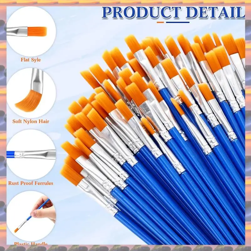 (تخفيضات سريعة) 500 قطعة من فرش الطلاء المسطحة للحرف اليدوية في الفصول الدراسية لوحة زيتية من الأكريليك لوحة ألوان مائية لوحة قماشية للوجه