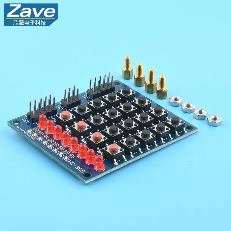 4×4 Matrix Keyboard (4X4 Key Module) & 4-Key Independent Keyboard with 8-LED Chaser Light