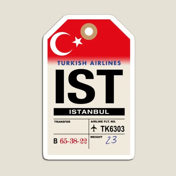 Istanbul Ist Airline Luggage Tag  Magnet Colorful Children Baby Funny Decor Stickers Holder  Home Cute Kids Refrigerator Toy