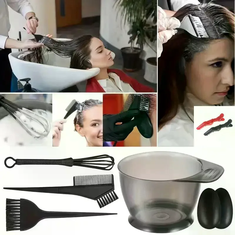 

9Pcs/Set Hairdressing Brushes Bowl Comb Clips Salon Hair Color Dye Tint Tool Set Hair Coloring Bleaching Dye DIY Tools