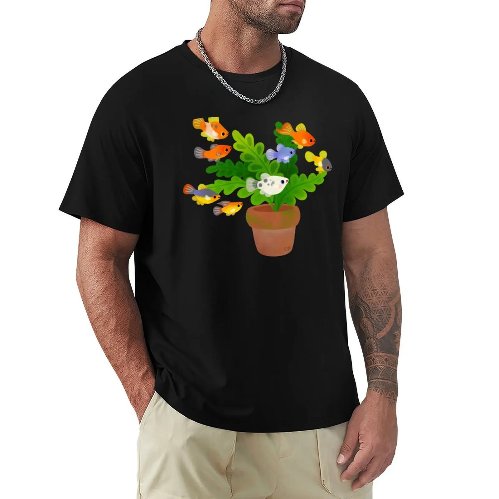 

Рыбы и растения в пресной воде - Platy T-Shirt черные забавные футболки, дешевые вещи, футболка большого размера с рисунком, простые футболки для мужчин