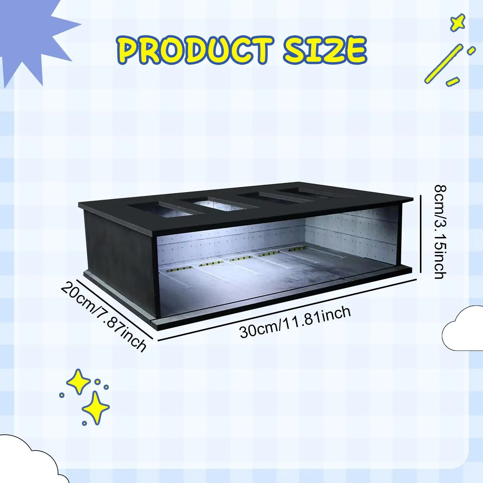 1/64 Diorama Car Display Case with Light Protection Show Case Home Decor