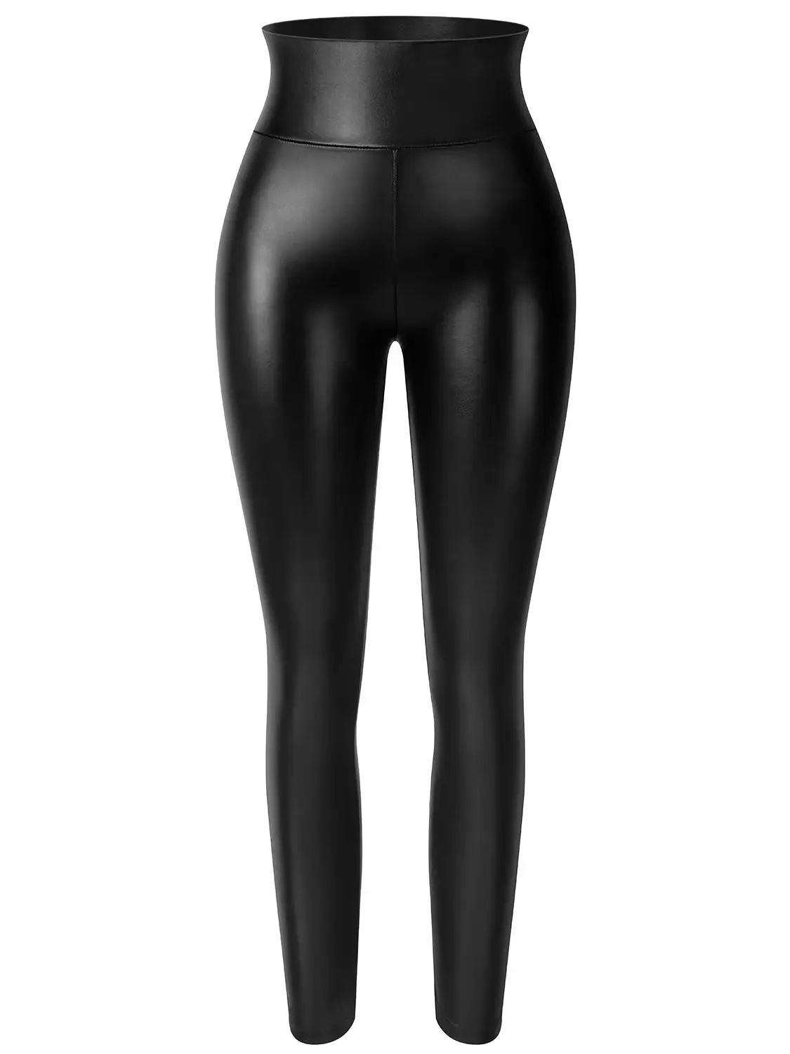 Pu Leather Women Leggings High Waist Pencil Pants Sexy Skinny Black Pockets Trousers Faux Leather Tights Elastic Push Up Leggins